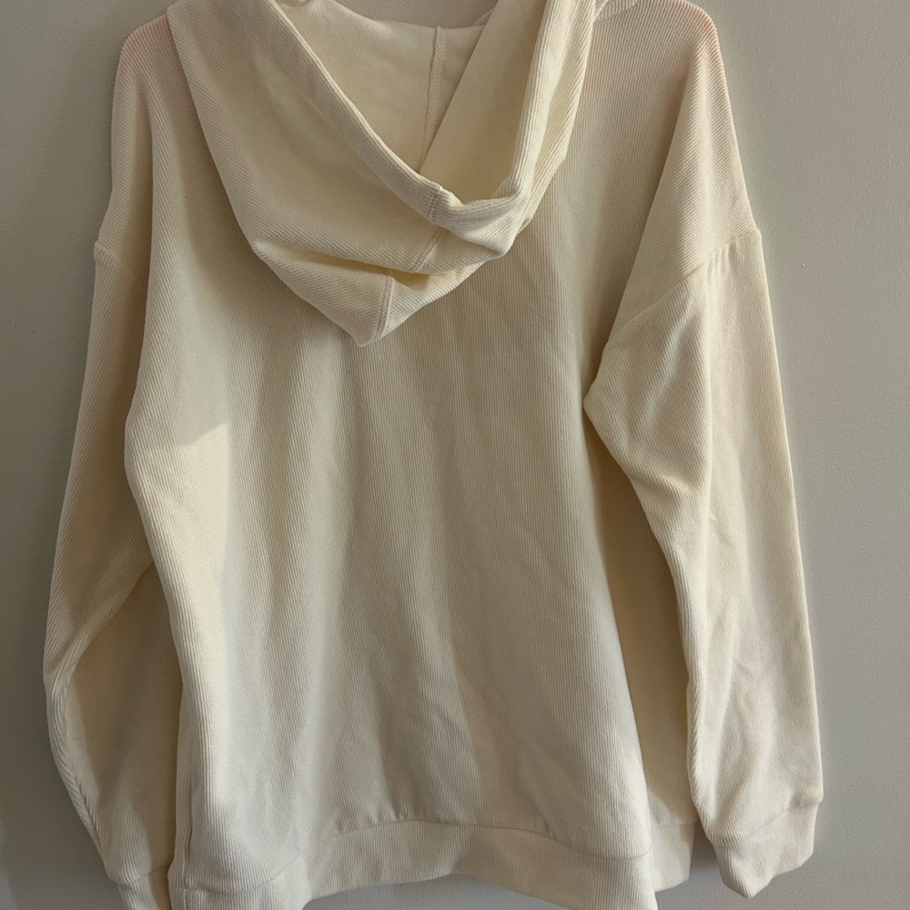 Marc New York Womens Pullover Ribbed Hoodie Sweater Off White Size  M - Picture 4 of 6